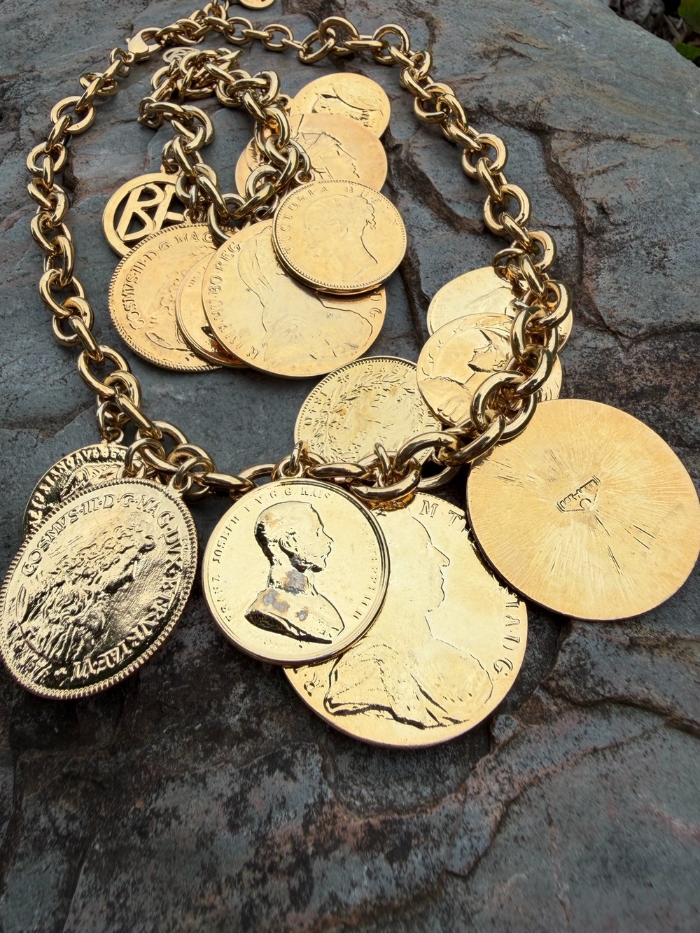 Ben-Amun 24K Gold Plated Moroccan Coin Charm Necklace Bracelet Set - Picture 4 of 13